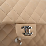 CHANEL Handbag Beige Clair Lambskin Quilted Classic Flap Medium Silver Hardware -Knockoff
