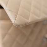 CHANEL Handbag Beige Clair Lambskin Quilted Classic Flap Medium Silver Hardware -Knockoff
