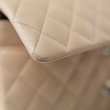 CHANEL Handbag Beige Clair Lambskin Quilted Classic Flap Medium Silver Hardware -Knockoff
