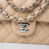 CHANEL Handbag Beige Clair Lambskin Quilted Classic Flap Medium Silver Hardware -Knockoff
