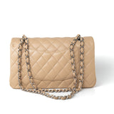 CHANEL Handbag Beige Clair Lambskin Quilted Classic Flap Medium Silver Hardware -Knockoff
