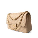 CHANEL Handbag Beige / Classic flap Beige Clair Caviar Quilted Jumbo Classic Flap Gold Hardware -Knockoff
