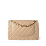 CHANEL Handbag Beige / Classic flap Beige Clair Caviar Quilted Jumbo Classic Flap Gold Hardware -Knockoff
