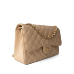 CHANEL Handbag Beige / Classic flap Beige Clair Caviar Quilted Jumbo Classic Flap Gold Hardware -Knockoff
