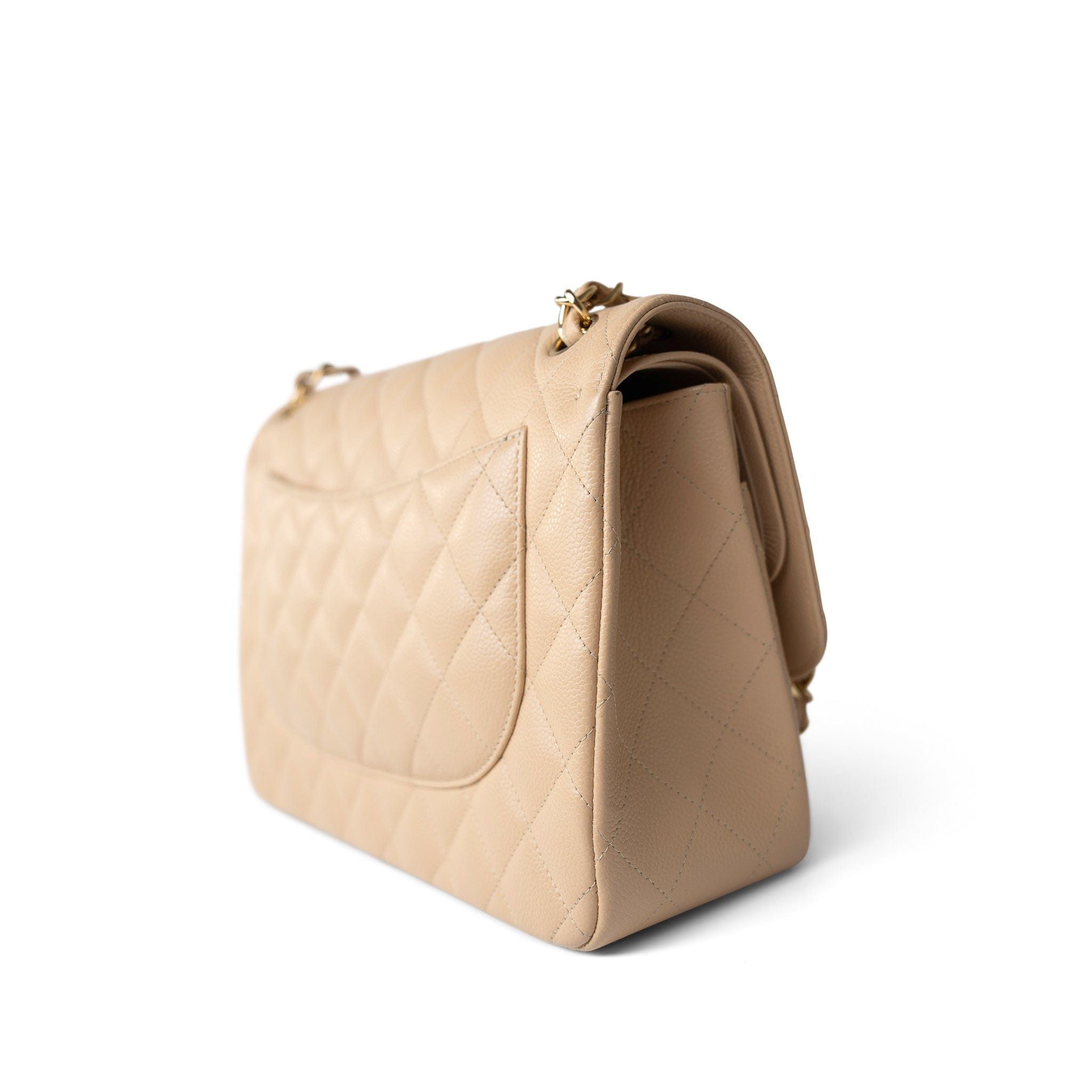 CHANEL Handbag Beige / Classic flap Beige Clair Caviar Quilted Jumbo Classic Flap Gold Hardware -Knockoff
