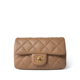 CHANEL Handbag Beige Dark Beige Lambskin Quilted Heart Charms Mini Flap Aged Gold Hardware -Knockoff
