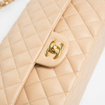 CHANEL Handbag Beige Lambskin Quilted Classic Flap Medium GHW -Knockoff
