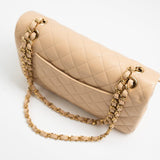 CHANEL Handbag Beige Lambskin Quilted Classic Flap Medium GHW -Knockoff
