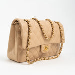 CHANEL Handbag Beige Lambskin Quilted Classic Flap Medium GHW -Knockoff
