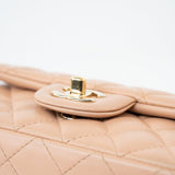 CHANEL Handbag Beige Lambskin Quilted Mini Rectangular Flap Light Gold Hardware -Knockoff
