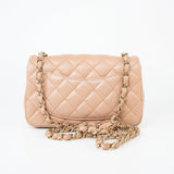 CHANEL Handbag Beige Lambskin Quilted Mini Rectangular Flap Light Gold Hardware -Knockoff
