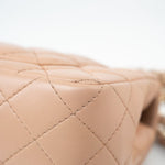 CHANEL Handbag Beige Lambskin Quilted Mini Rectangular Flap Light Gold Hardware -Knockoff
