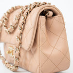 CHANEL Handbag Beige Lambskin Quilted Mini Rectangular Flap Light Gold Hardware -Knockoff
