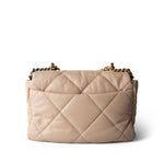 CHANEL Handbag Beige Light Beige Goatskin Quilted 19 Flap Large Mixed Hardware -Knockoff
