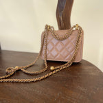 CHANEL Handbag Beige Micro Lambskin Quilted Coin Purse with Chain Aged Gold Hardware -Knockoff
