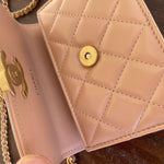 CHANEL Handbag Beige Micro Lambskin Quilted Coin Purse with Chain Aged Gold Hardware -Knockoff
