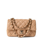 CHANEL Handbag Beige / Single Flap 23C Beige Lambskin Quilted Mini Rectangular Flap Light Gold Hardware -Knockoff
