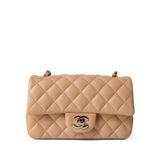 CHANEL Handbag Beige / Single Flap 23C Beige Lambskin Quilted Mini Rectangular Flap Light Gold Hardware -Knockoff
