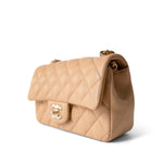 CHANEL Handbag Beige / Single Flap 23C Beige Lambskin Quilted Mini Rectangular Flap Light Gold Hardware -Knockoff
