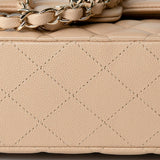 CHANEL Handbag Beige/Tan Caviar Quilted Classic Flap Medium Light Gold Hardware -Knockoff
