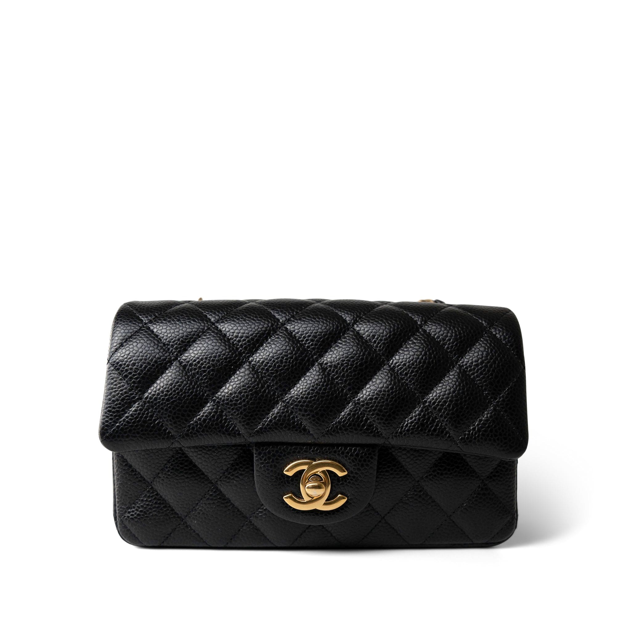 CHANEL Handbag Black 15B Black Caviar Quilted Mini Rectangular Flap Aged Gold Hardware -Knockoff
