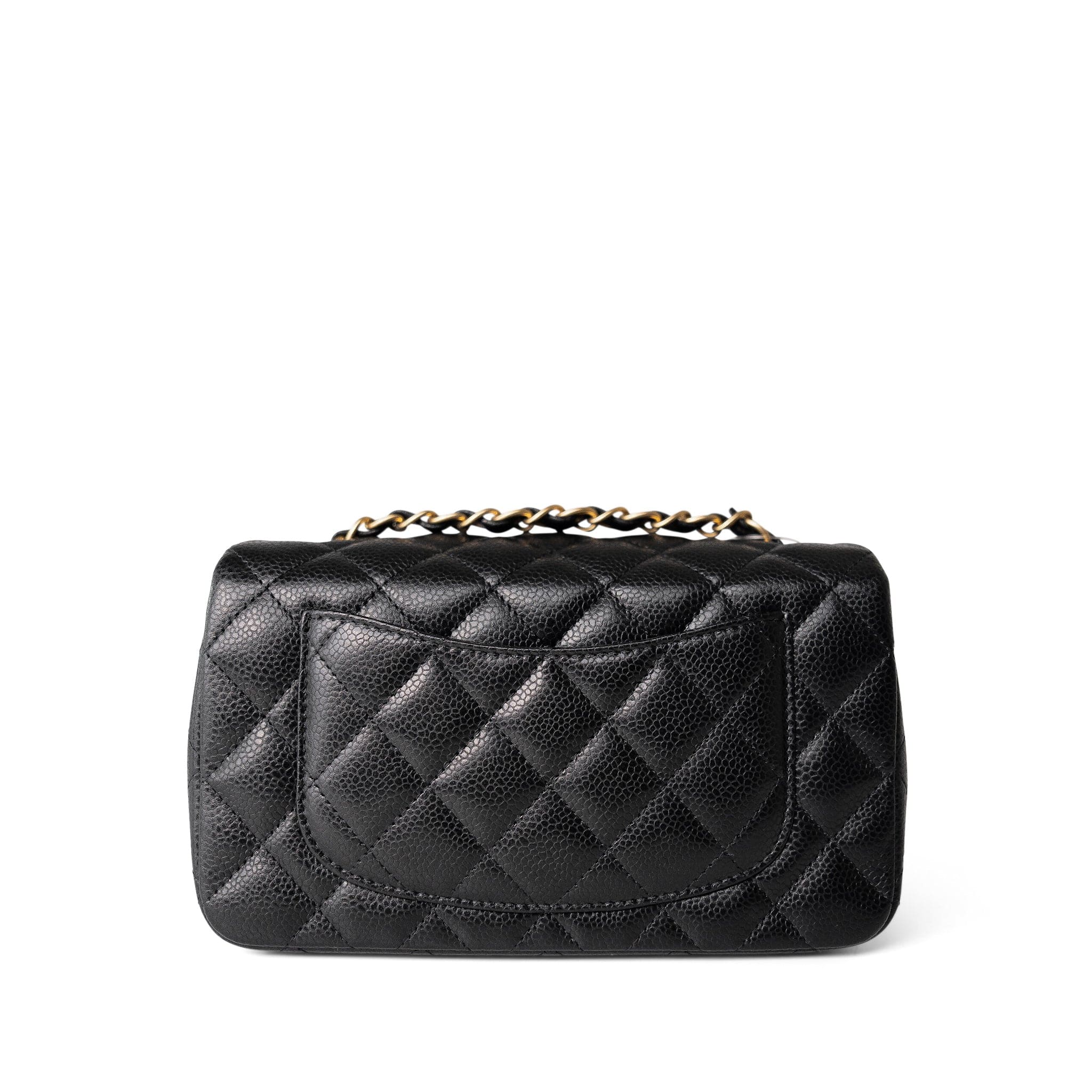 CHANEL Handbag Black 16C Black Caviar Quilted Mini Rectangular Single Flap Antique Gold Hardware -Knockoff
