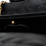 CHANEL Handbag Black 18B Metallic Black Crumpled Calfskin Chevron Classic Flap Medium Aged Gold Hardware -Knockoff
