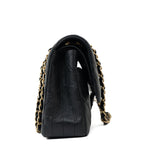 CHANEL Handbag Black 18B Metallic Black Crumpled Calfskin Chevron Classic Flap Medium Aged Gold Hardware -Knockoff
