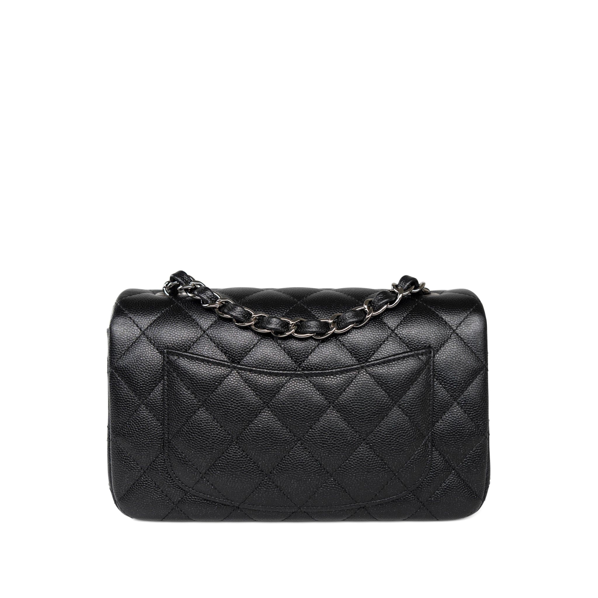 CHANEL Handbag Black 18C Black Glittery Caviar Quilted Mini Rectangular Flap -Knockoff
