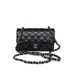 CHANEL Handbag Black 18C Black Glittery Caviar Quilted Mini Rectangular Flap -Knockoff
