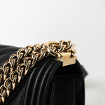 CHANEL Handbag Black 19S Shiny Black Caviar Chevron Boy Bag Medium Champagne Gold Hardware -Knockoff
