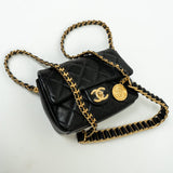 CHANEL Handbag Black 21A Black Caviar Quilted Mini Medallion Single Flap AGHW -Knockoff
