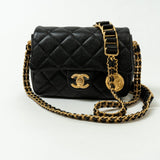 CHANEL Handbag Black 21A Black Caviar Quilted Mini Medallion Single Flap AGHW -Knockoff
