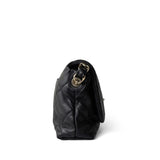 CHANEL Handbag Black 21C Black Lambskin Quilted Chanel Chain Single Flap Shoulder Bag Light Gold Hardware -Knockoff
