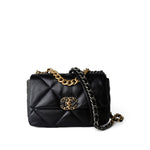 CHANEL Handbag Black 21P Black Lambskin Quilted 19 Flap Small Mixed Hardware -Knockoff
