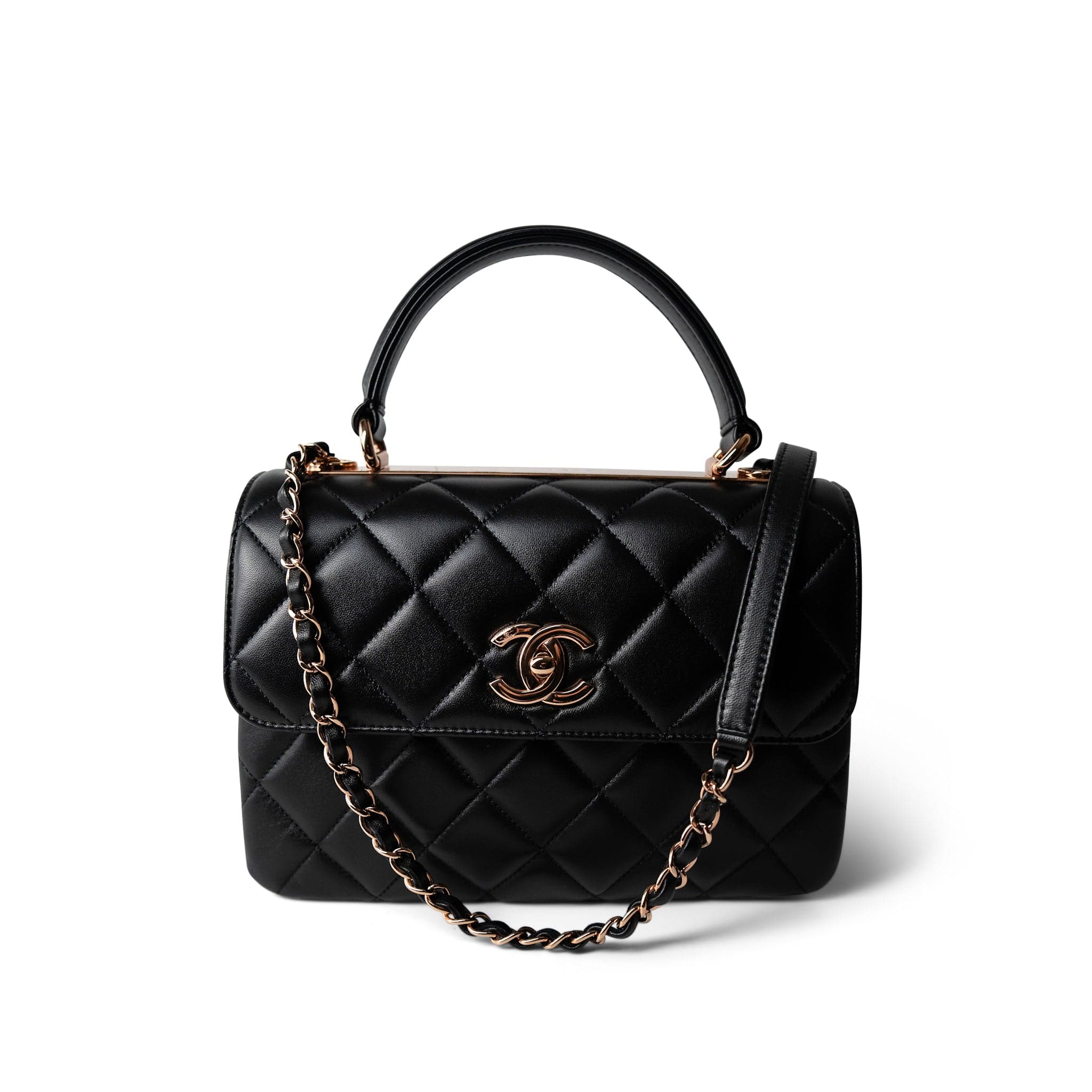 CHANEL Black 22C Black Lambskin Quilted Trendy CC Flap Small Rose Gold Hardware -Knockoff
