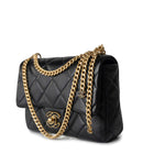 CHANEL Handbag Black 22P Enamel Quilted Pending CC Small Square Flap Black Lambskin -Knockoff
