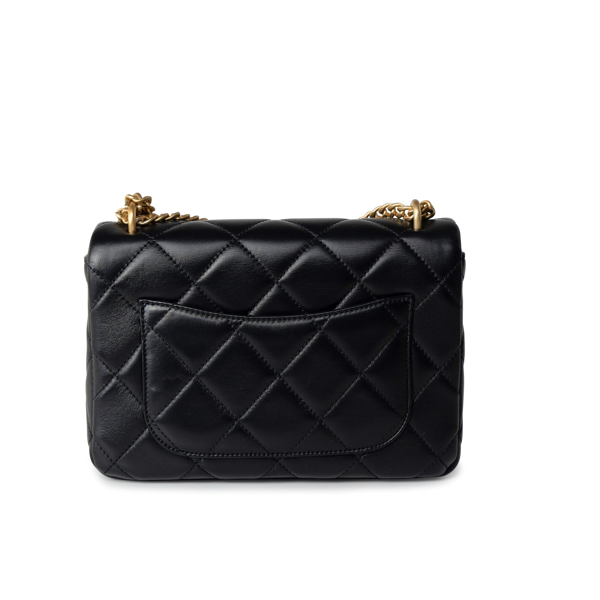 CHANEL Handbag Black 22P Enamel Quilted Pending CC Small Square Flap Black Lambskin -Knockoff
