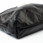 CHANEL Handbag Black 22S Black Calfskin Quilted 22 Drawstring Bag Small Antique Gold Hardware -Knockoff
