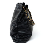 CHANEL Handbag Black 22S Black Calfskin Quilted 22 Drawstring Bag Small Antique Gold Hardware -Knockoff
