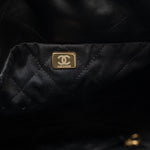 CHANEL Handbag Black 22S Black Calfskin Quilted 22 Drawstring Bag Small Antique Gold Hardware -Knockoff
