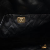 CHANEL Handbag Black 22S Black Calfskin Quilted 22 Drawstring Bag Small Antique Gold Hardware -Knockoff
