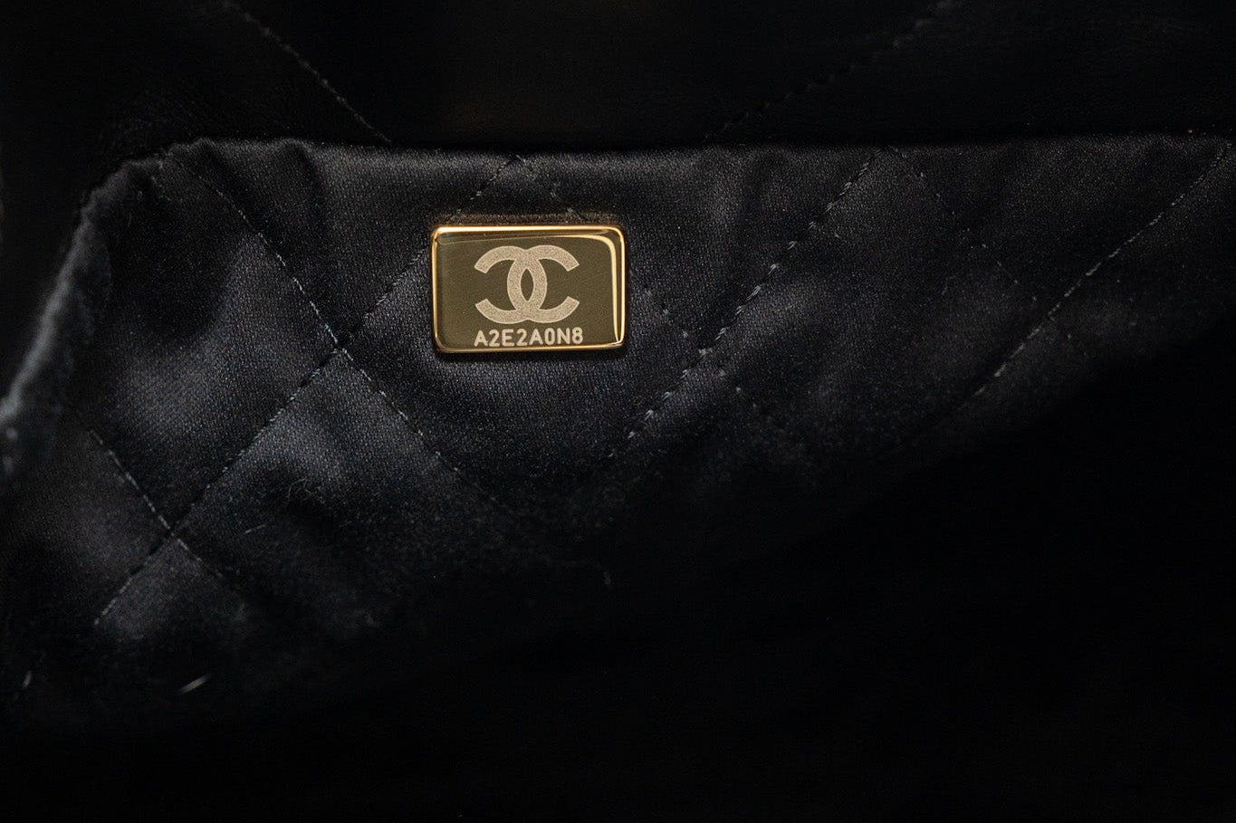 CHANEL Handbag Black 22S Black Calfskin Quilted 22 Drawstring Bag Small Antique Gold Hardware -Knockoff
