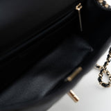 CHANEL Handbag Black 23A Black Lambskin Mini Top Handle Light Gold Hardware -Knockoff
