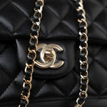 CHANEL Handbag Black 23A Black Lambskin Mini Top Handle Light Gold Hardware -Knockoff
