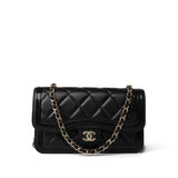 CHANEL Handbag Black 23B Black Lambskin Quilted O Phone Holder With Chain -Knockoff
