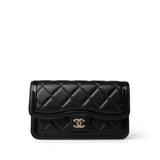 CHANEL Handbag Black 23B Black Lambskin Quilted O Phone Holder With Chain -Knockoff
