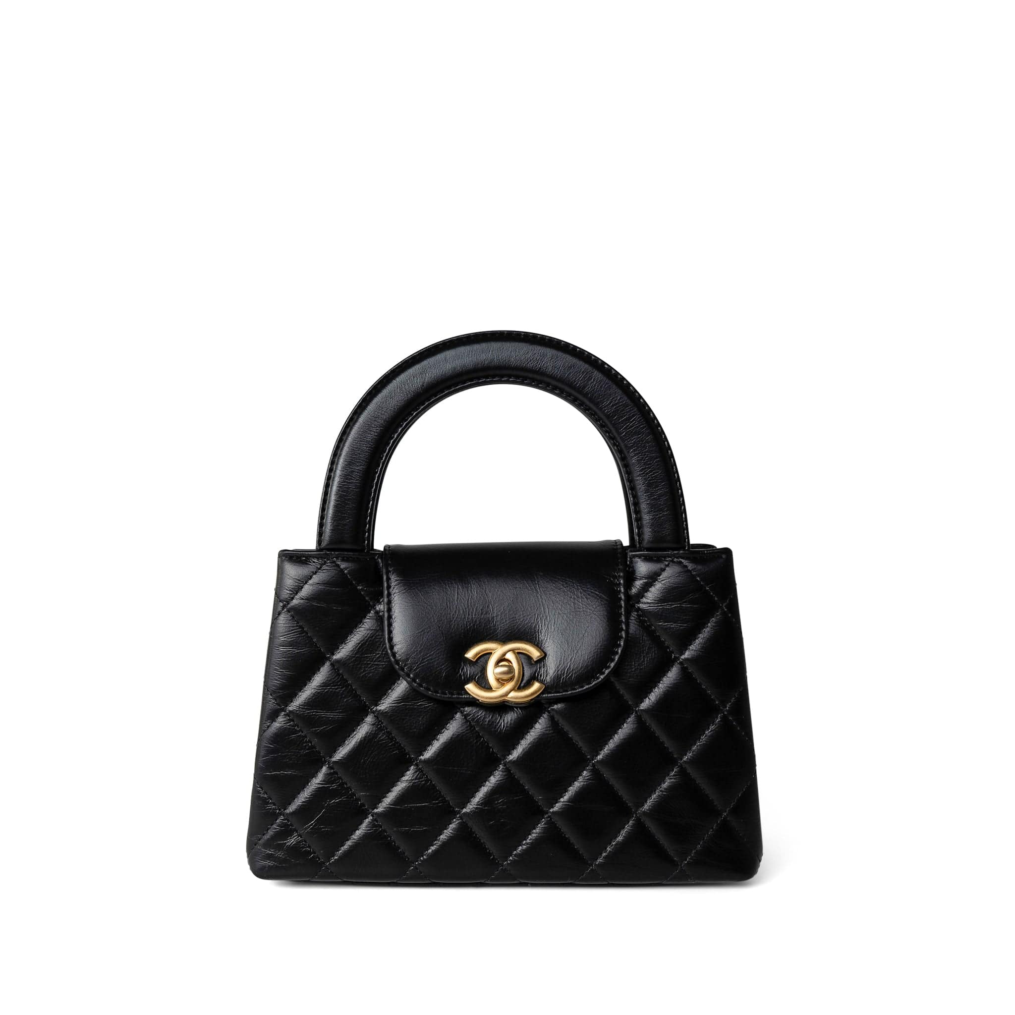 CHANEL Handbag Black 23K Shiny Black Aged Calfskin Quilted Nano Kelly Shopping Bag -Knockoff
