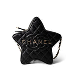 CHANEL Handbag Black 24C Black Lambskin Quilted Star Bag Light Gold Hardware -Knockoff
