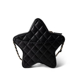 CHANEL Handbag Black 24C Black Lambskin Quilted Star Bag Light Gold Hardware -Knockoff
